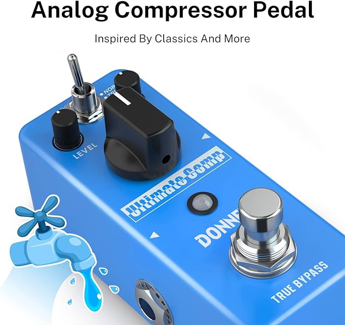 Donner Compressor Pedal, Ultimate Comp 2 Modes Compression Effect Pedal Pure Analog for Electric Guitar and Bass True Bypass